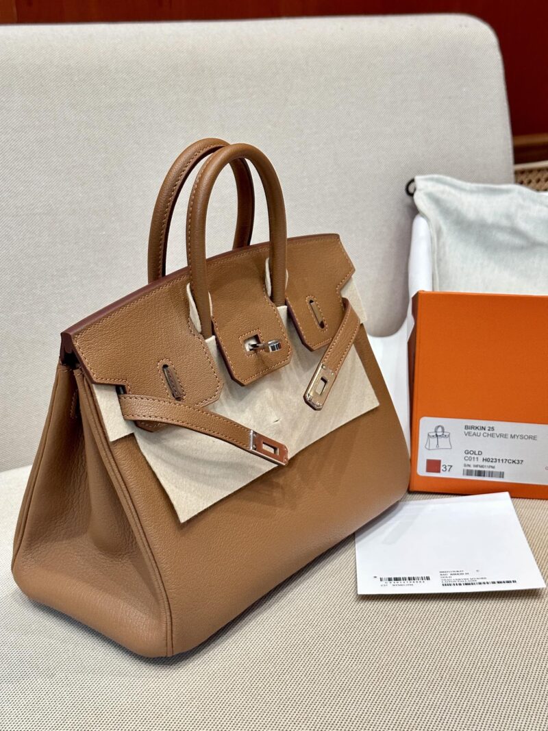 Hermès Birkin 25 Gold Chevre Palladium Hardware - Image 5