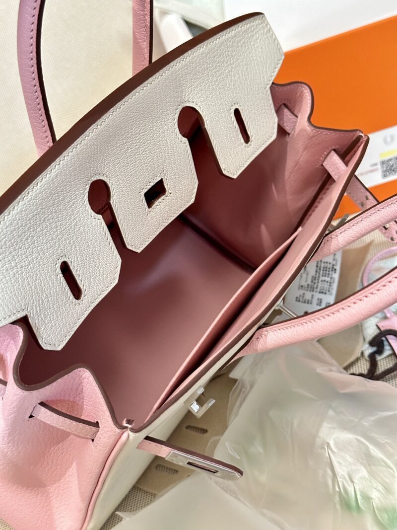 Hermès Birkin 25 Nata, Rose Sakura Chevre Palladium Hardware - Image 9