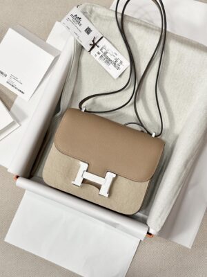 Hermès Constance 18 Chai, White Enamel Epsom Palladium Hardware