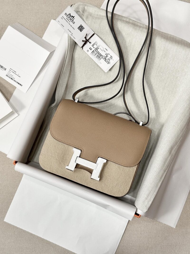 Hermès Constance 18 Chai, White Enamel Epsom Palladium Hardware