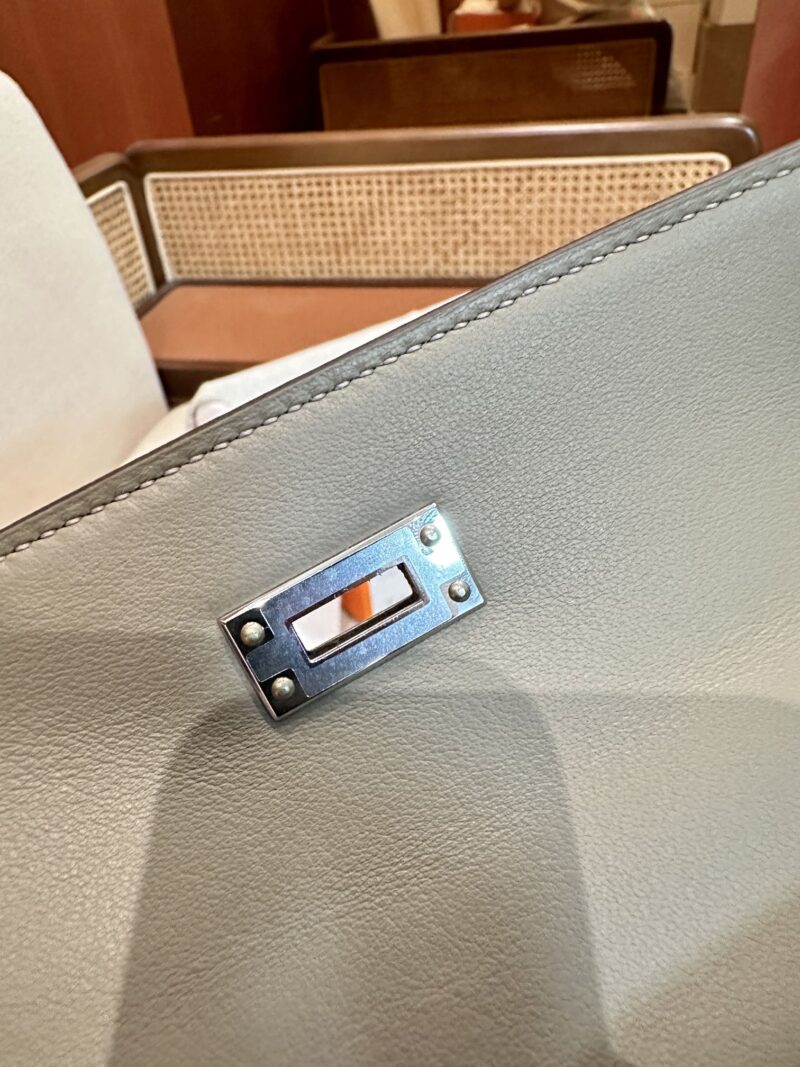 Hermès Kelly Pochette Nata, Gris Asphalt Swift Palladium Hardware