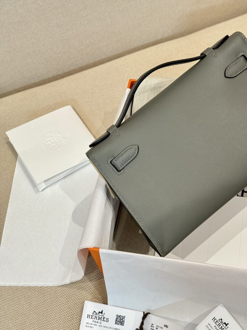 Hermès Kelly Pochette Gris Meyer, Gold Swift Gold Hardware