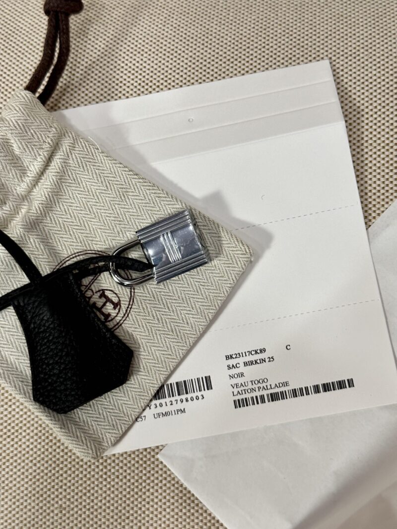 Hermès Birkin 25 Noir Togo Palladium Hardware - Image 8