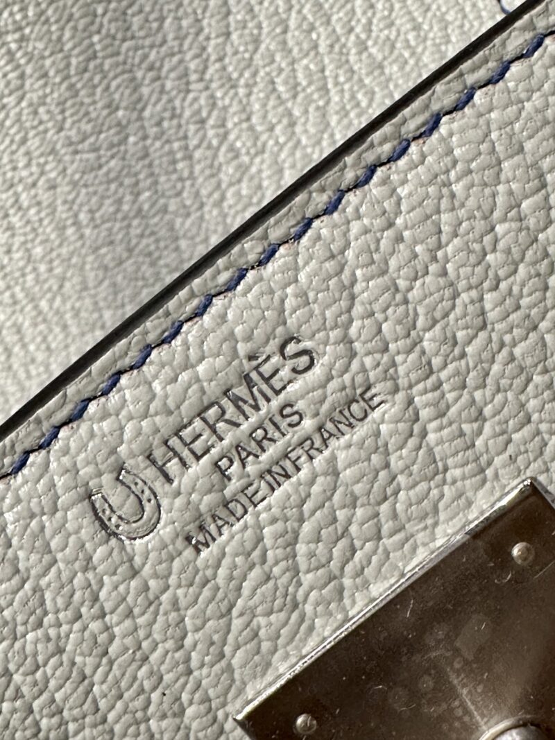 Hermès Birkin 30 Gris Pearl, Blue Electric Chevre Palladium Hardware