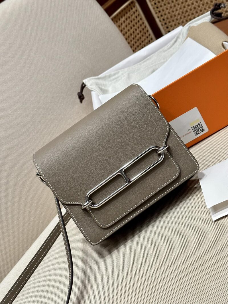 Hermès Roulis 18 Evercolor Silver Silver Hardware