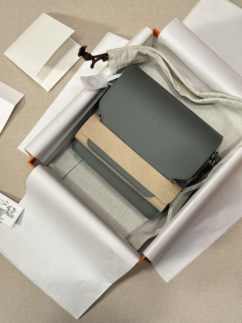Hermès Roulis 19 Evercolor Vert Amande Silver Hardware - Image 6