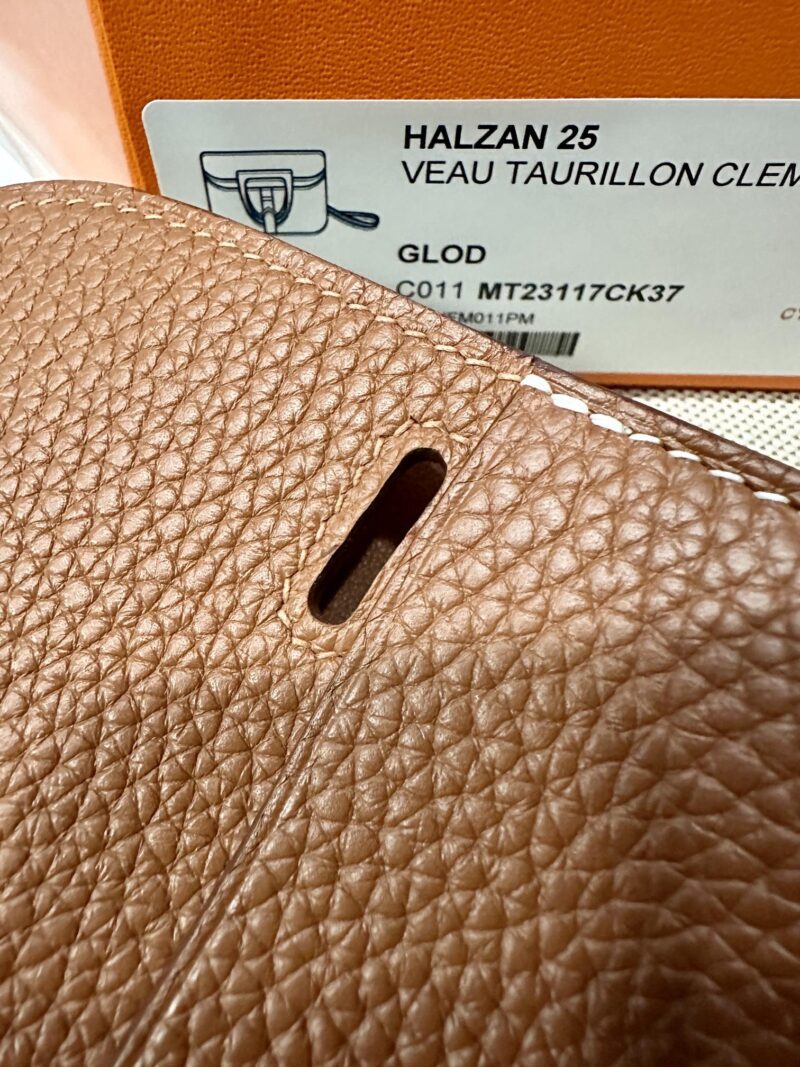 Hermès Halzan 25 Clemence Gold Silver Hardware - Image 9