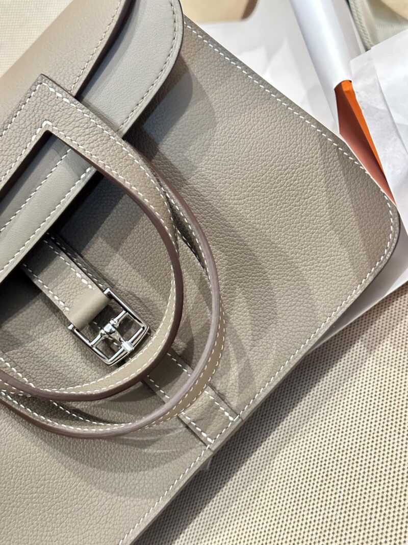 Hermès Halzan 25 Evercolor Etoupe Silver Hardware - Image 8