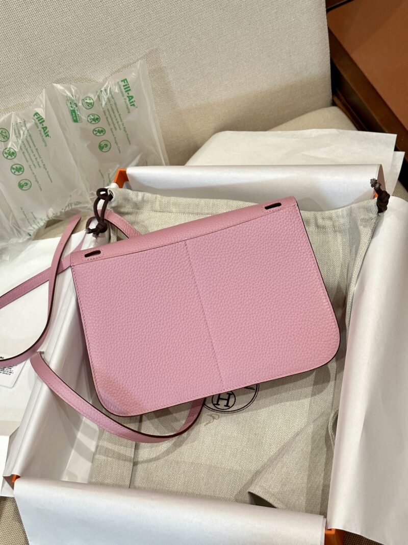 Hermès Halzan 25 Taurillon Clemence & Swift Mauve Sylvestre Silver Hardware - Image 7