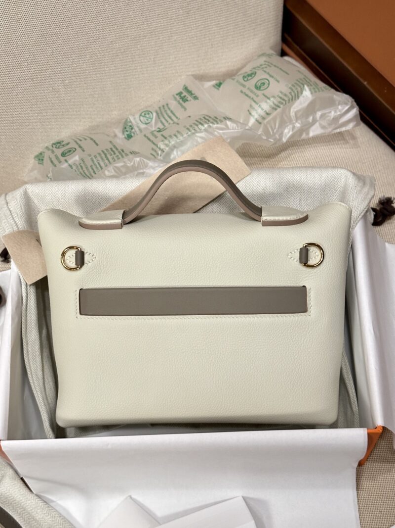 Hermès Mini Kelly 2424 Evercolor & Swift Craie & Gris Asphalt Gold Hardware - Image 10