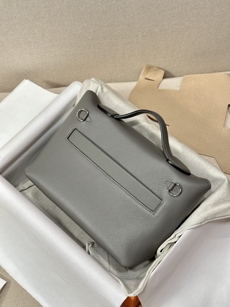 Hermès Mini Kelly 2424 Evercolor & Swift Gris Meyer Silver Hardware - Image 9