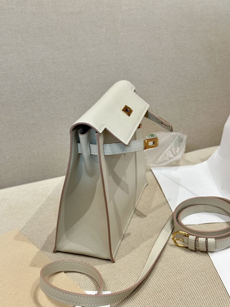 Hermès Kelly Danse 22 Evercolor Craie Silver Hardware - Image 6