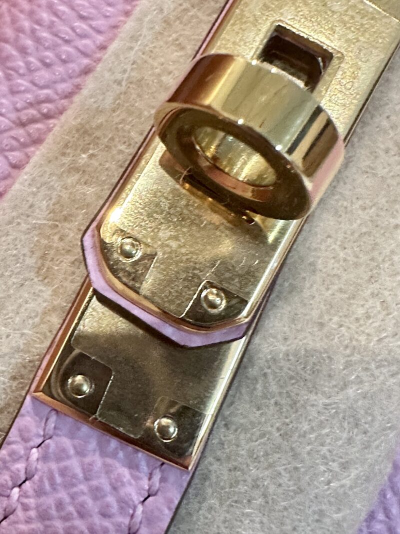 Hermès Mini Kelly 19 Epsom Mauve Sylvestre Gold Hardware - Image 14