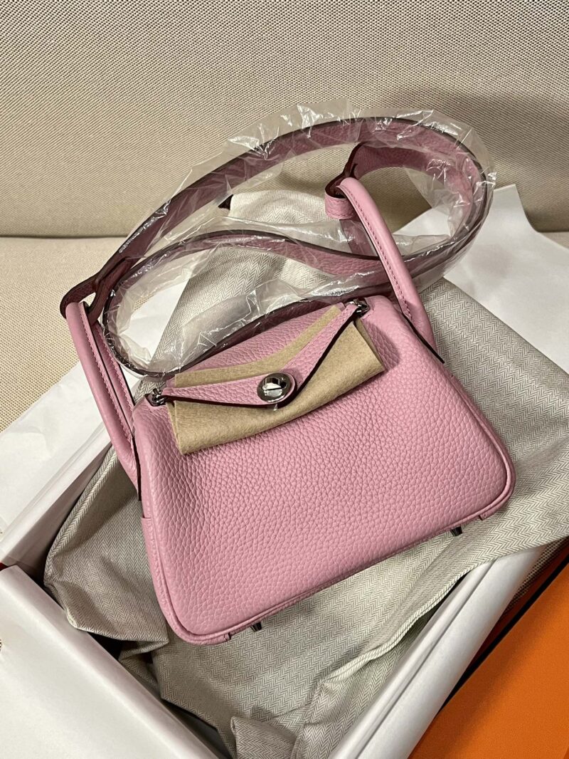 Hermès Mini Lindy 20 Taurillon Clemence Mauve Sylvestre Silver Hardware - Image 2