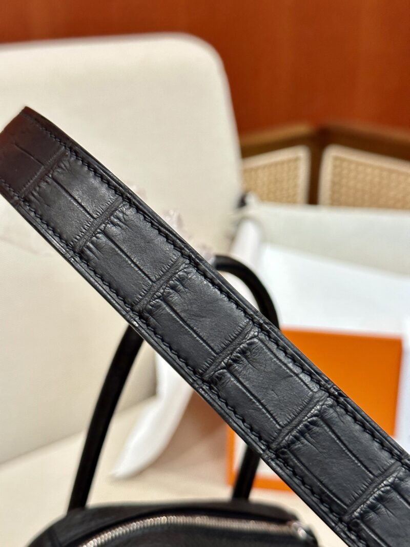 Hermès Lindy 26 Taurillon Clemence & Matte Alligator Noir Silver Hardware - Image 14