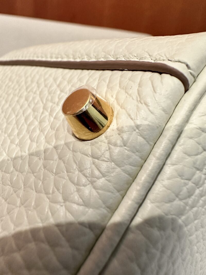 Hermès Mini Lindy 19 Taurillon Clemence Mushroom Gold Hardware