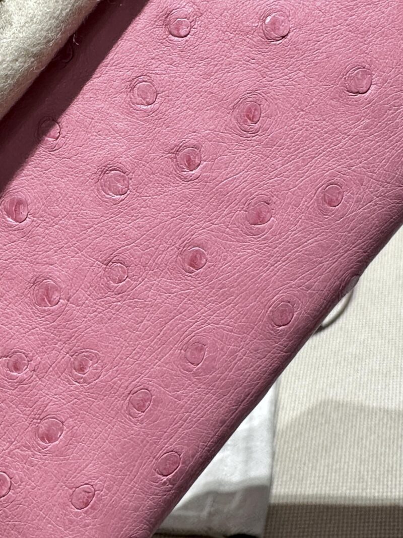 Hermès Mini Kelly Ostrich Rose Bubble Silver Hardware - Image 12