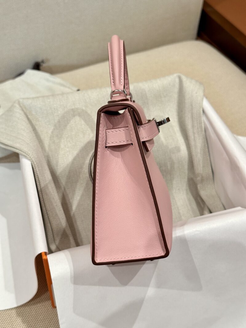 Hermès Mini Kelly Swift Rose Sakura Silver Hardware - Image 6