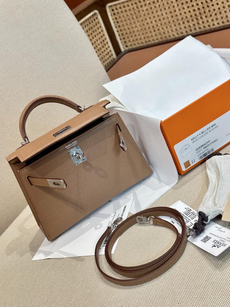 Hermès Mini Kelly 19 Chevre Quebracho Silver Hardware - Image 5