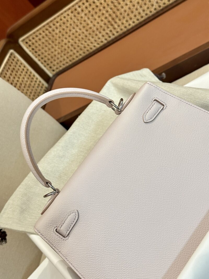 Hermès Kelly 25 Epsom Mauve Silver Hardware - Image 8