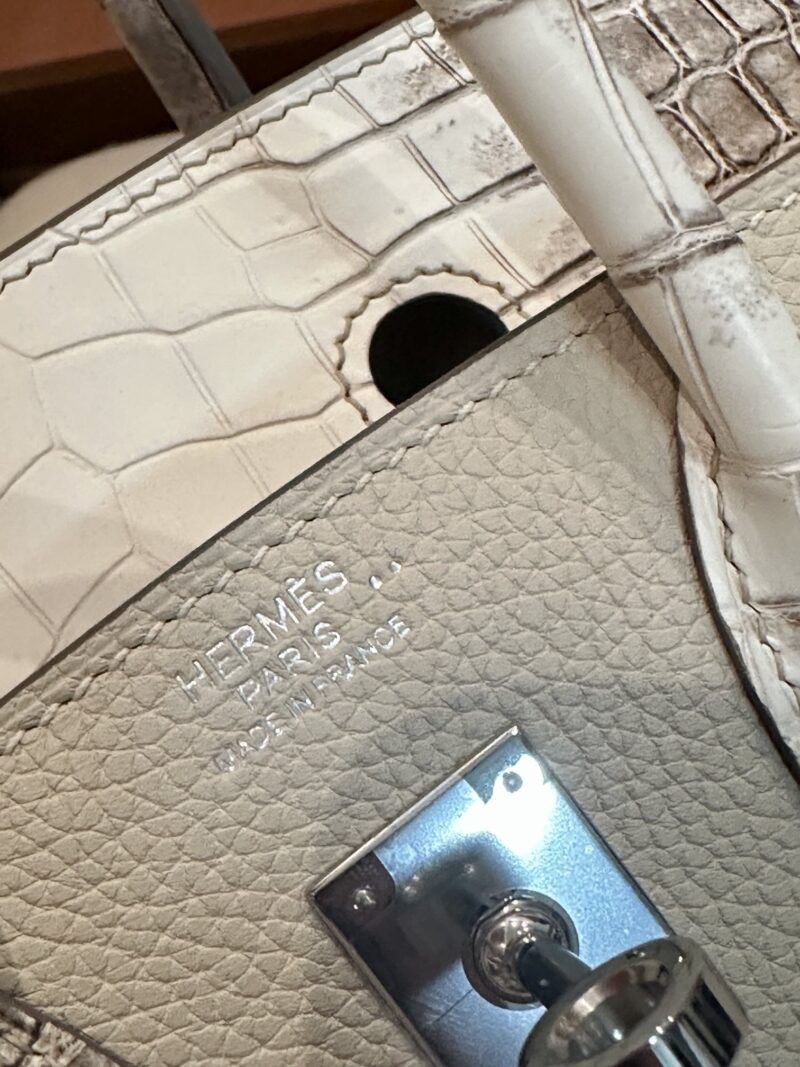 Hermès Birkin 25 Himalaya, Craie Crocodile, Togo Palladium Hardware - Image 7