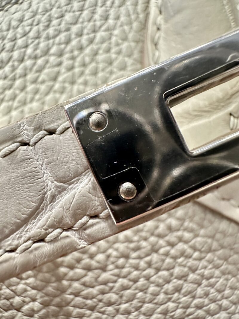 Hermès Birkin 25 Beton Crocodile, Togo Palladium Hardware - Image 7