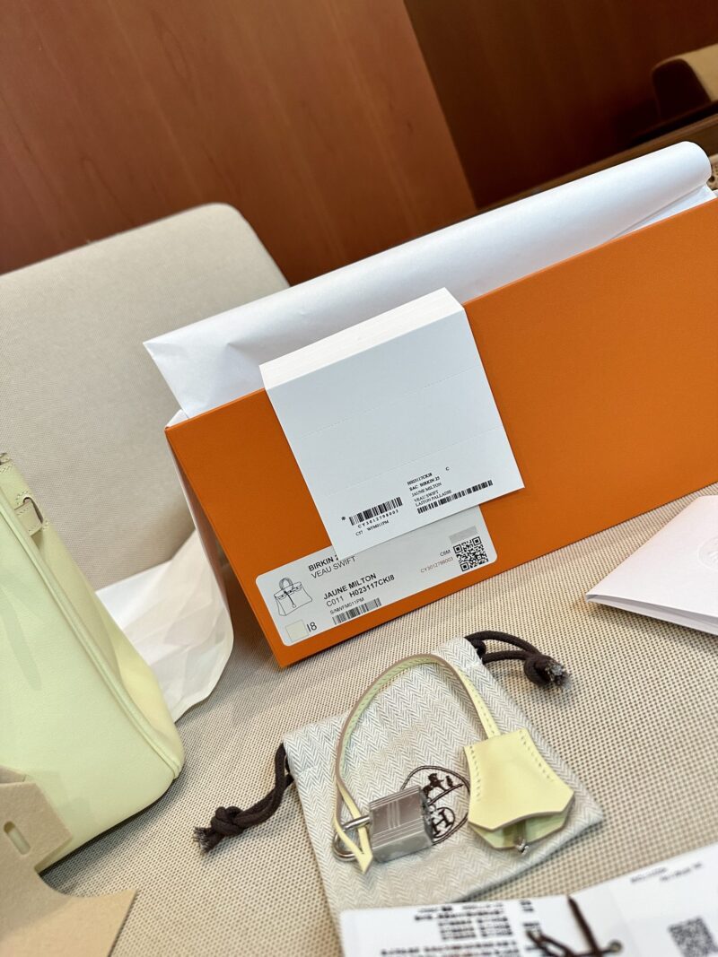 Hermès Birkin 25 Jaune Milton, Silver Swift Palladium Hardware - Image 6