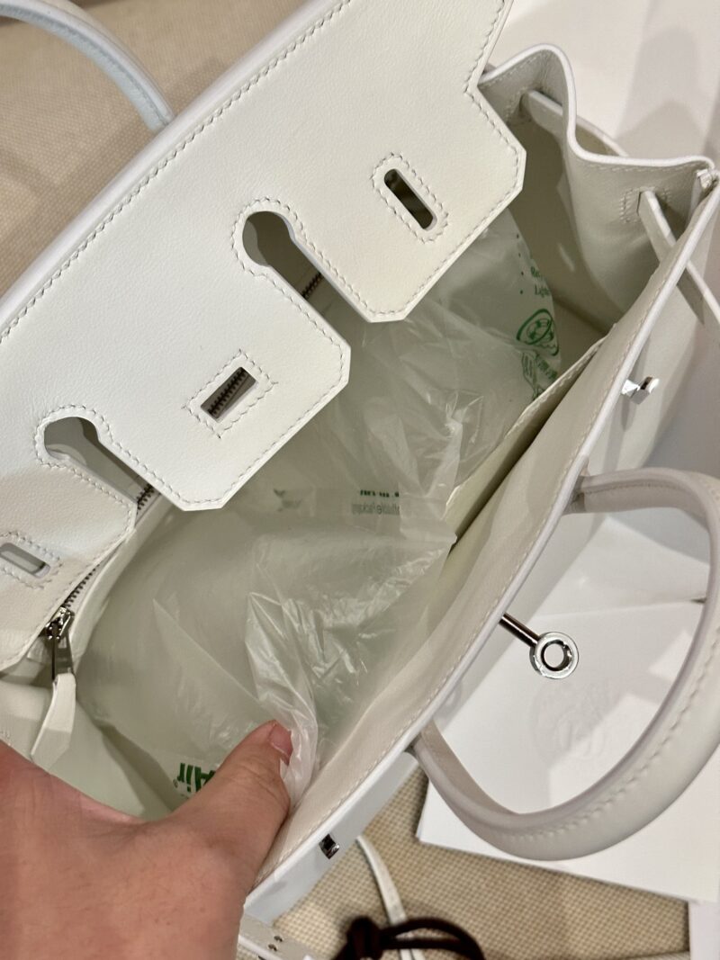 Hermès Birkin 25 New White Swift Palladium Hardware - Image 6