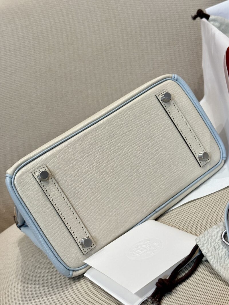 Hermès Birkin 25 Nata, Blue Brume Chevre Palladium Hardware - Image 7