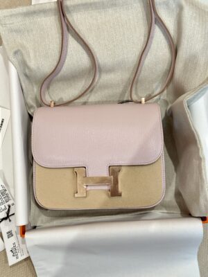 Hermès Constance 19 Mauve Pale, Rose Gold Chevre Gold Hardware