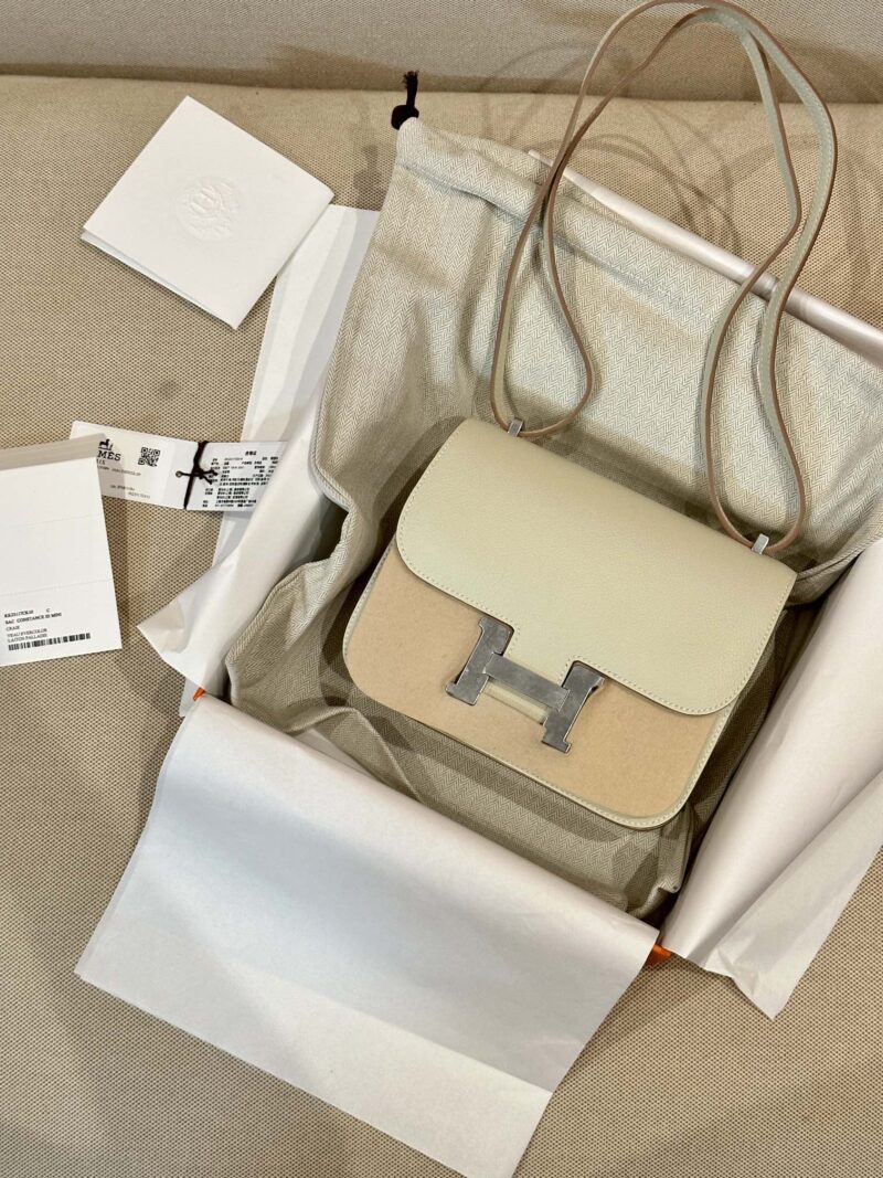 Hermès Constance 19 Craie Evercolor Palladium Hardware