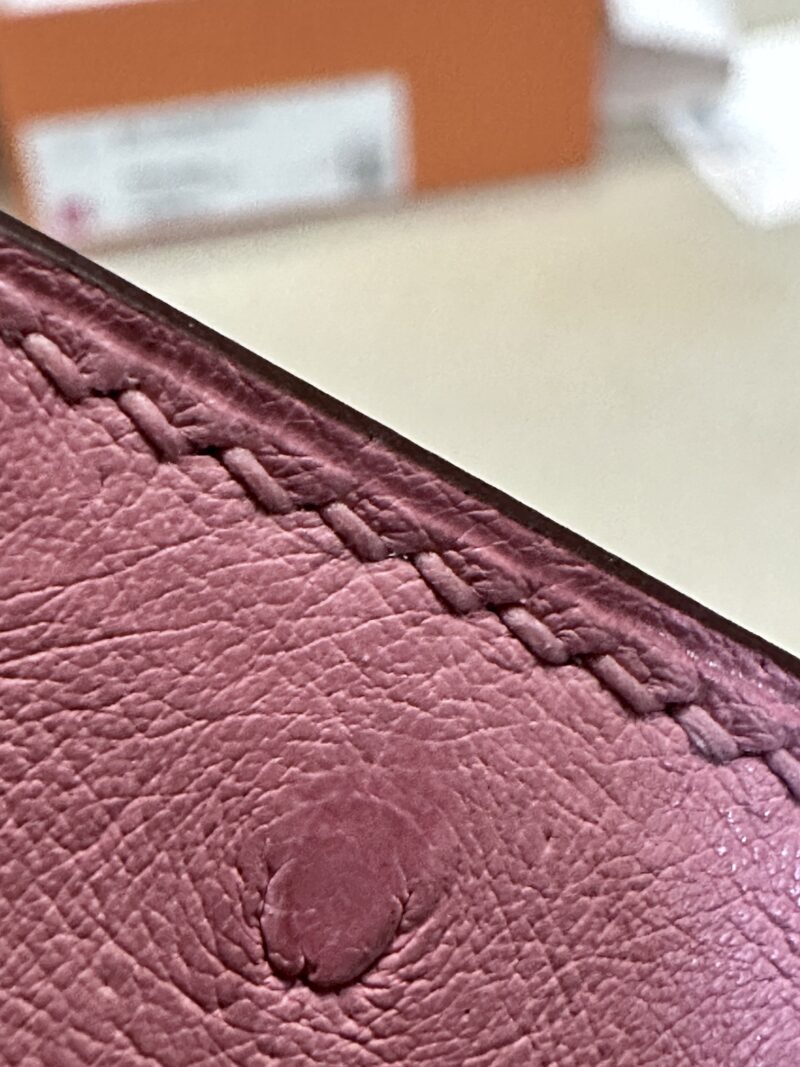Hermès Kelly Pochette Rose Bubble Ostrich Palladium Hardware