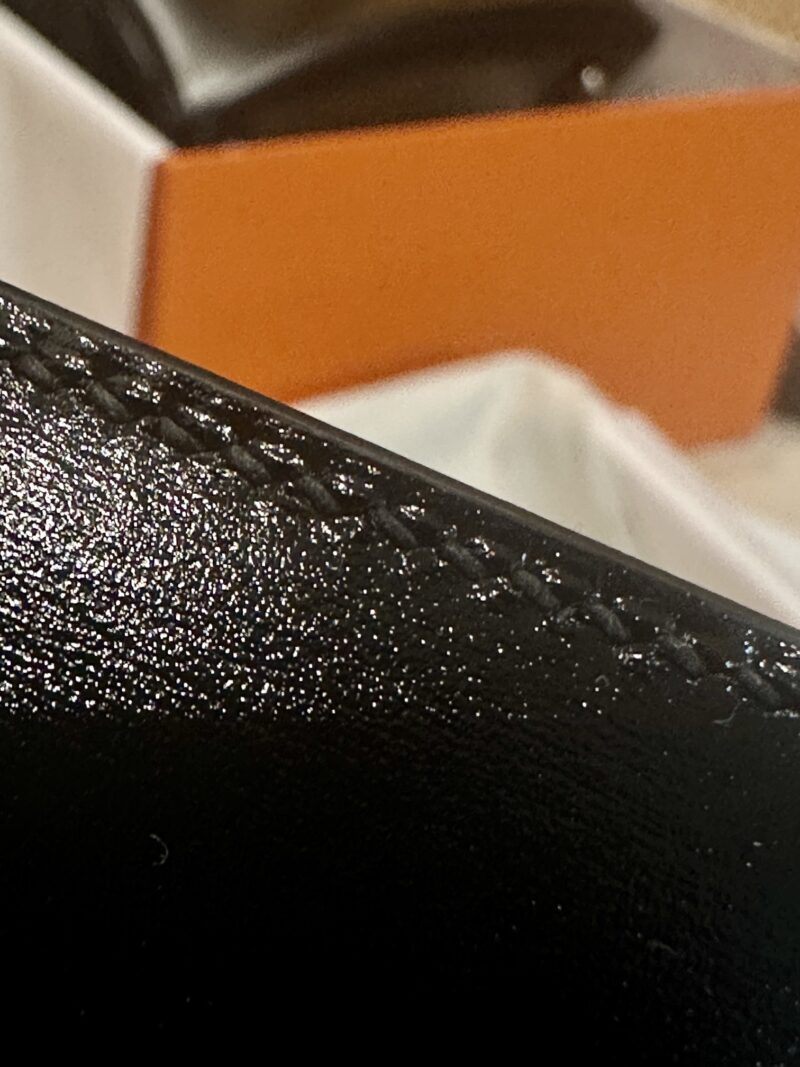 Hermès Kelly Pochette Noir Box Palladium Hardware