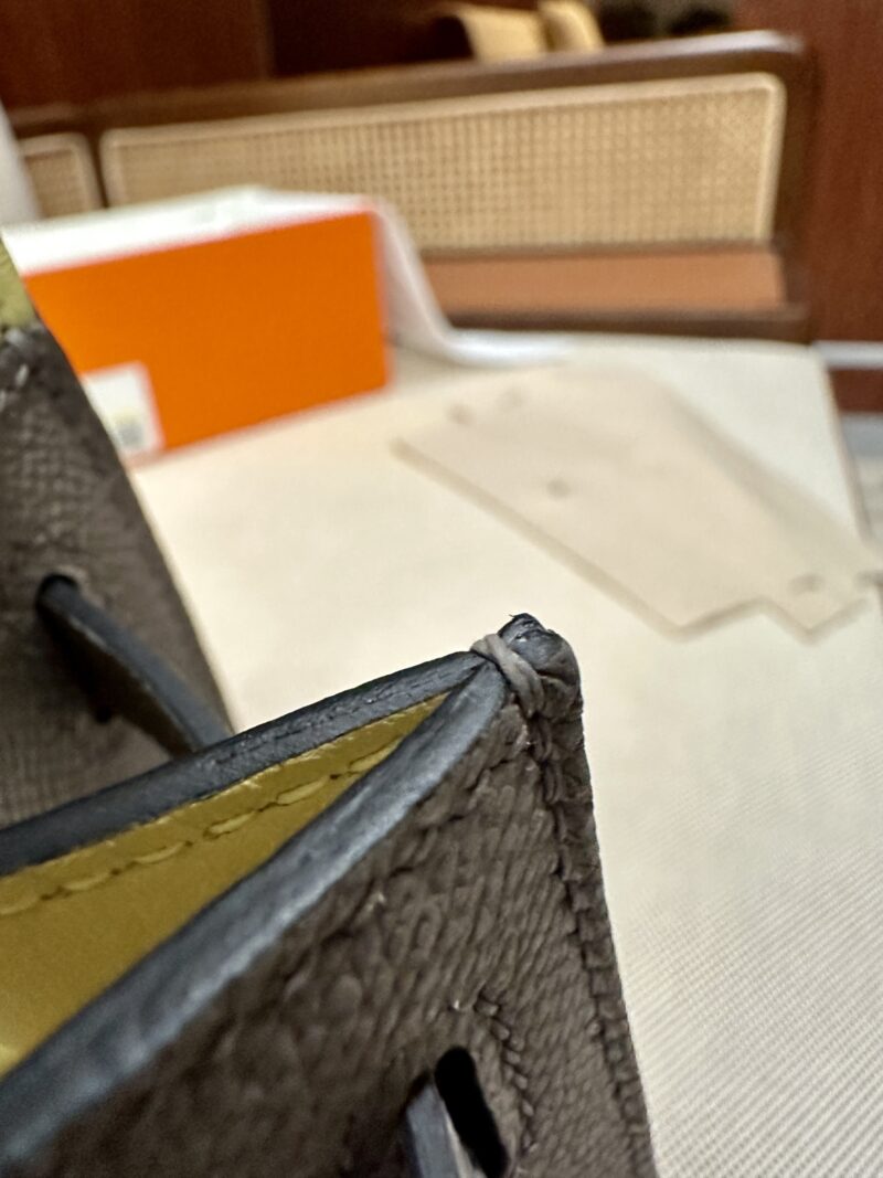 Hermès Kelly Pochette Gris Asphalt, Jaune Poussin Epsom Palladium Hardware