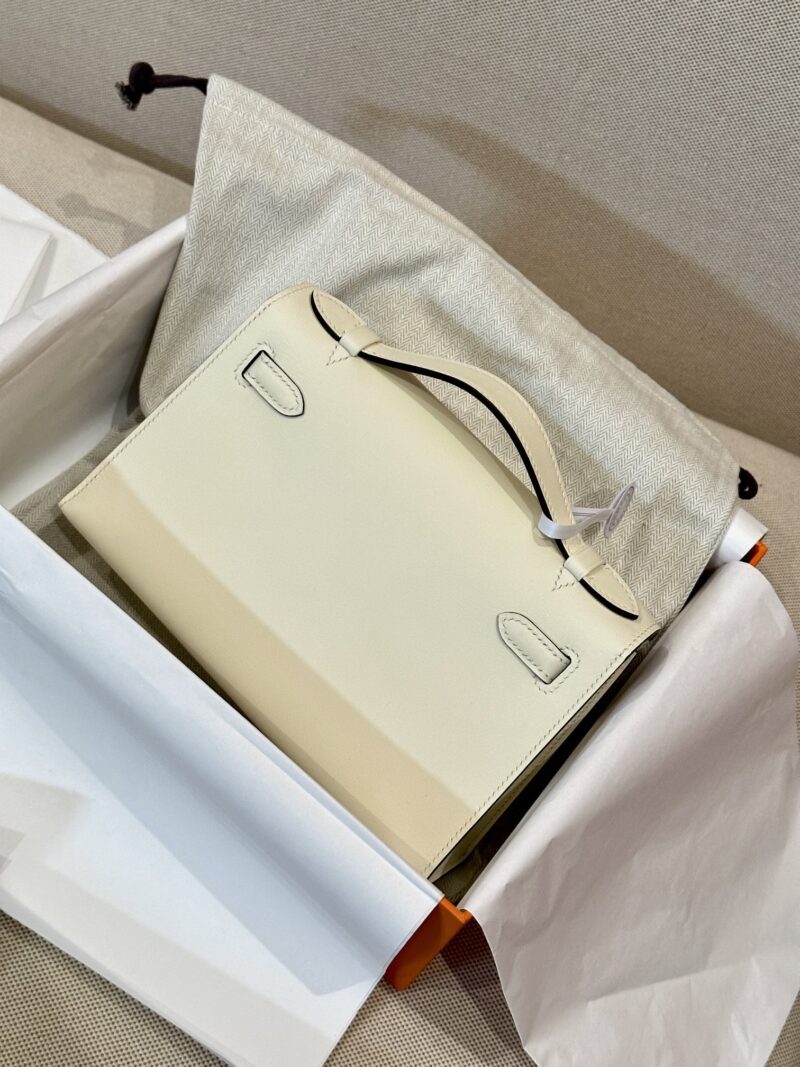 Hermès Kelly Pochette Craie, Silver Swift Palladium Hardware
