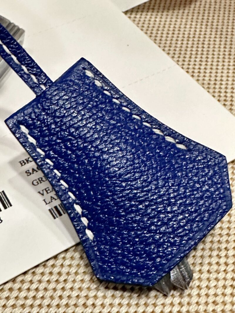 Hermès Birkin 30 Gris Pearl, Blue Electric Chevre Palladium Hardware