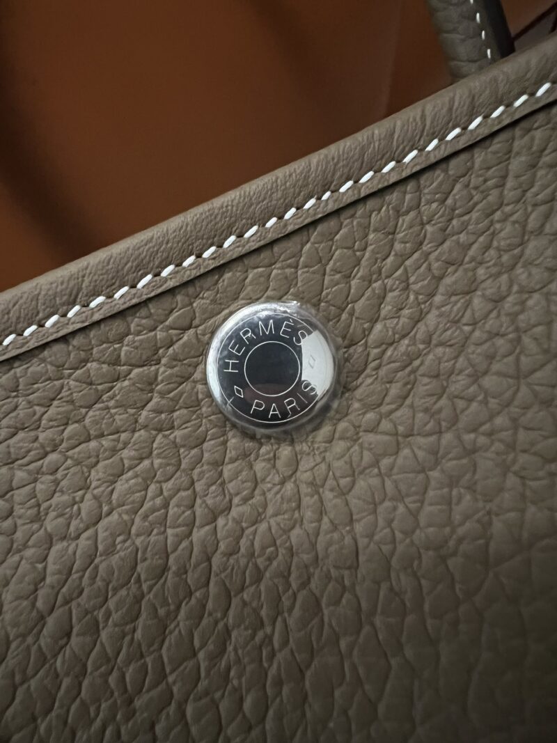 Hermès Garden Party 30 Taurillon Clemence Etoupe Silver Hardware - Image 6