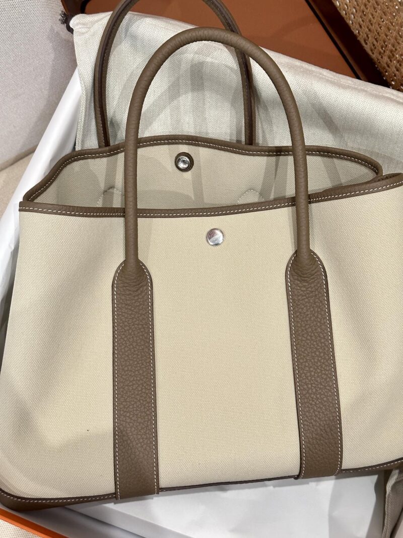 Hermès Garden Party 36 Canvas & Negonda Etoupe Silver Hardware - Image 2