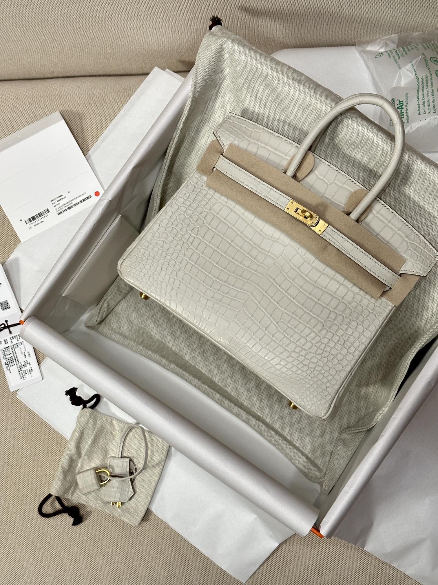 Hermes Birkin 25 Sellier Handmade Bag In Blue Brume Epsom Calfskin